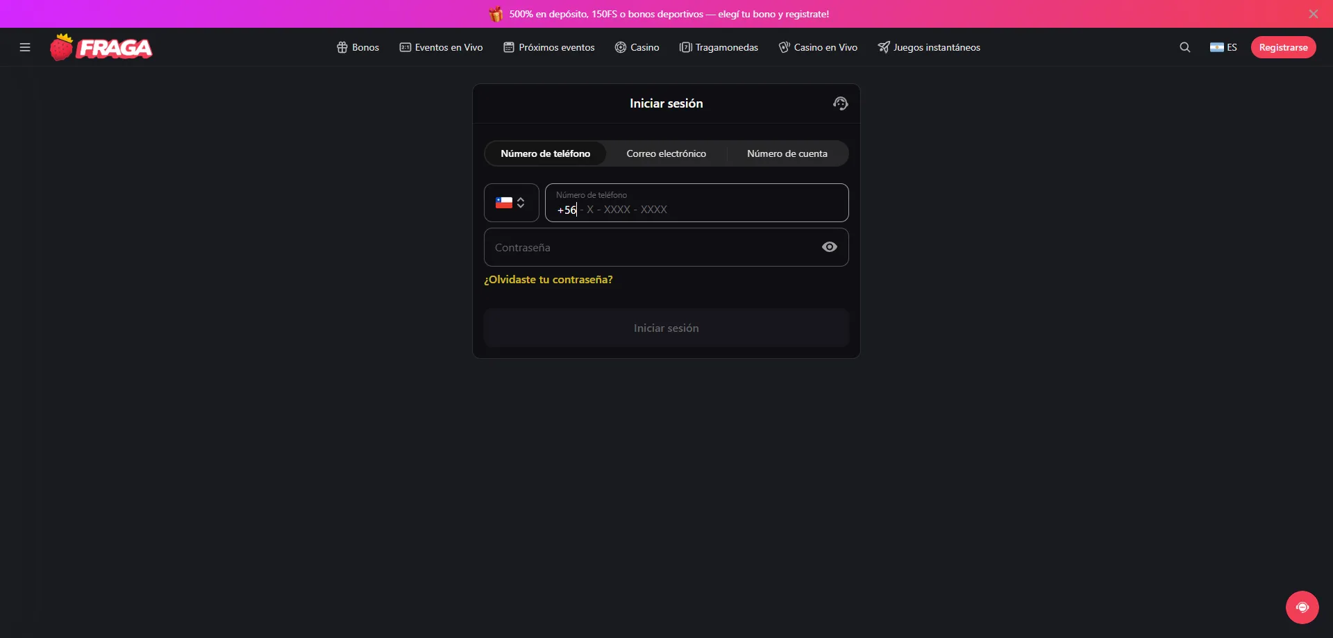 Inicio de sesión seguro en Fraga Casino en línea