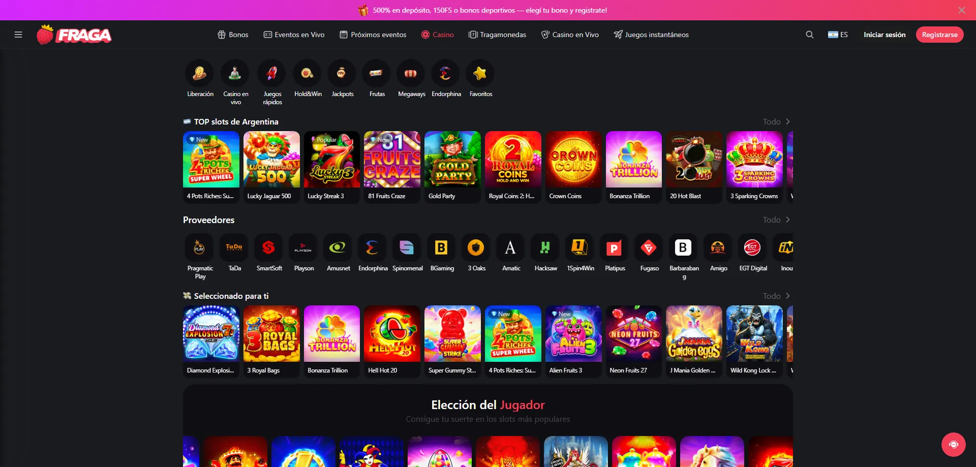 Tragamonedas online en Fraga Casino – más de 6,000 títulos